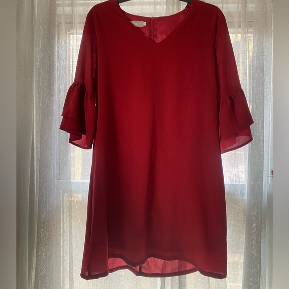 Belongsci V-Neck Bell Sleeve Shift Dress Size Large - Picture 5 of 5